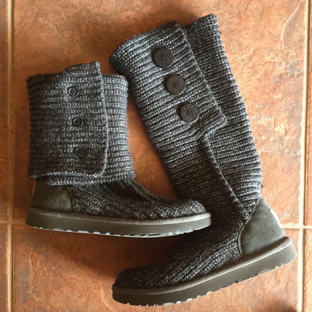 UGG Grey Classic Cardy Sweater Boots